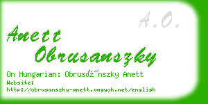anett obrusanszky business card